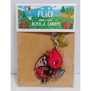 FLICK ANIMAL CROSSING DOUBLE SIDED ACRYLIC CHAMELEON BUTTERFLY CHARM NIP